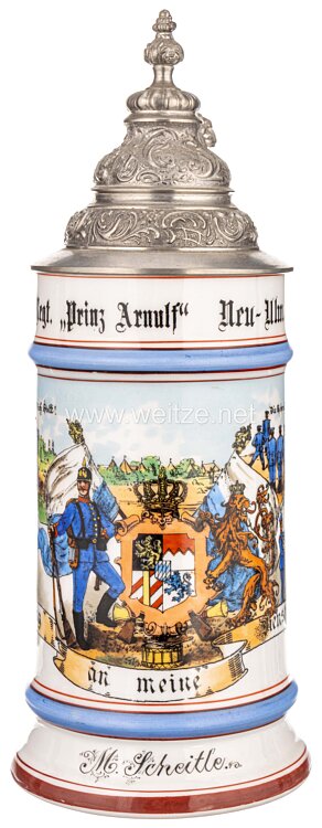 Bayern Reservistenkrug für den Reservisten «M. Schreitle» im 12. Infanterie-Regiment Prinz Arnulf Bild 2