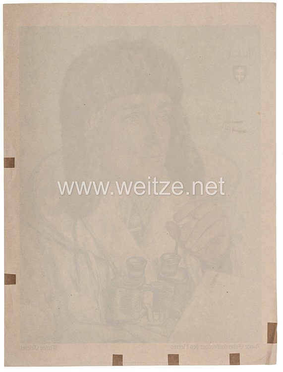 Willrich farbiges Plakat aus der Serie - " Junge Eichenlaubträger des Heeres " - Major Günter Goebel - Ritterkreuzträger Bild 2