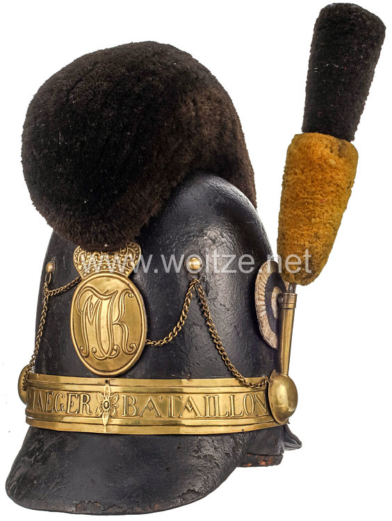 Königreich Bayern Kasket Modell 1818 für Mannschaften im 1. Jäger-Bataillon König