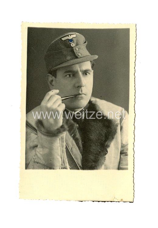 Wehrmacht Heer Portraitfoto, Offizier mit Einheitsfeldmütze