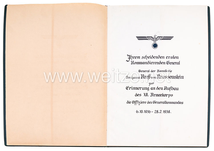 Wehrmacht große Geschenkmappe aus dem Besitz General der Kavallerie Freiherr Kreß von Kressenstein 