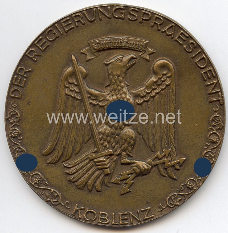 III. Reich - nichttragbare Teilnehmerplakette " Der Regierungspräsident Koblenz - Hunsrück-Orientierungsfahrt 1937 - Gott mit uns "