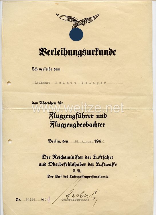 Luftwaffe - Dokumenten- und Fotogruppe für einen späteren Hauptmann der Frontflieger-Sammelgruppe Quedlinburg Bild 2