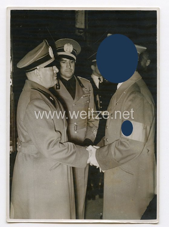 3. Reich Pressefoto: Der Führer Adolf Hitler beim Abschied von Mussolini 30.9.1938