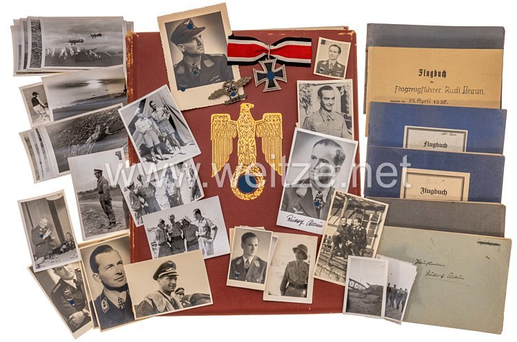 Luftwaffe Ordens- und Urkundennachlass aus dem Besitz des Ritterkreuzträgers Rudolf Braun, zuletzt Kommandeur I./Schlacht Geschwader 3