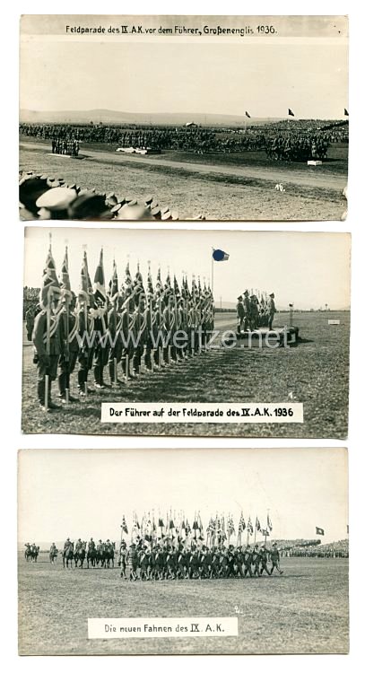 3. Reich Fotos, Adolf Hitler auf der Feldparade des IX. Armeekorps 1936