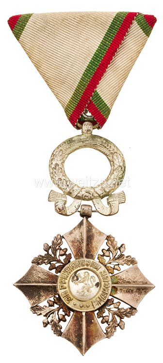 Bulgarien Zivilverdienst-Orden 1944-1946 6. Stufe Silbernes Verdienstkreuz mit Eichenlaubkranz
