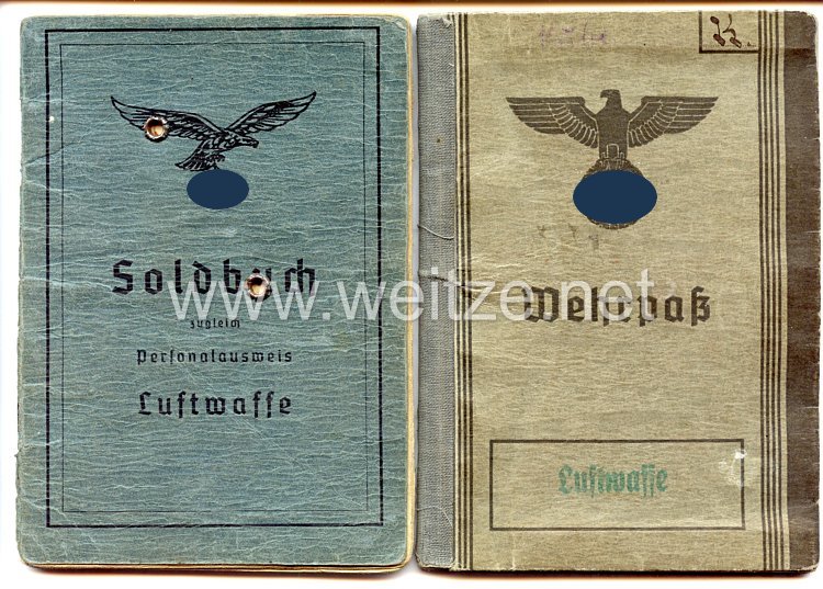 Luftwaffe - Große Dokumenten- und Fotogruppe des Leutnants Rudolf Kube der I./Kampfgeschwader 257, der als 11. Soldat in das " Goldene Buch der Flieger " aufgenommen wurde und die Rettungsmedaille am Band verliehen bekam. Bild 2