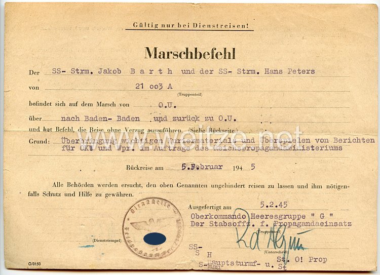 Waffen-SS - Originalunterschrift von SS-Hauptsturmführer Rolf d'Alquen