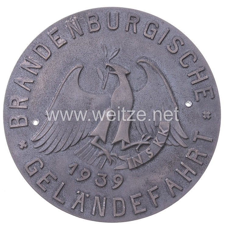 NSKK - nichttragbare Teilnehmerplakette - " Brandenburgische Geländefahrt 1939 "