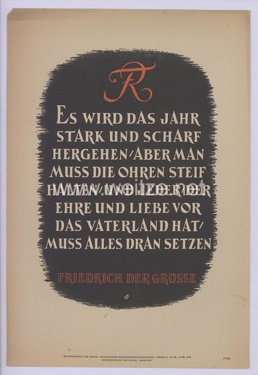 III. Reich - Wochenspruch der NSDAP - Folge 27, Juli 1940