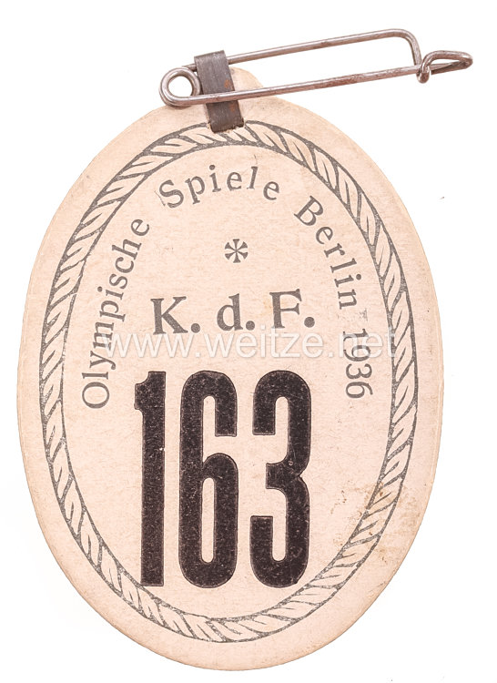 XI. Olympischen Spiele 1936 Berlin - Teilnehmerabzeichen an einer K.d.F. Fahrt zu den Olympischen Spielen