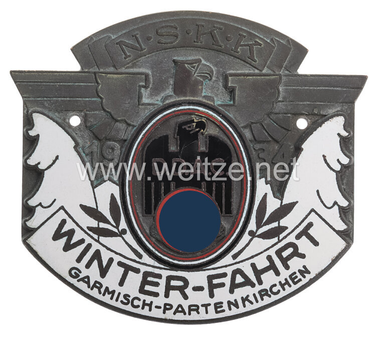 NSKK / DDAC - nichttragbare Teilnehmerplakette - "Winter-Fahrt Garmisch-Partenkirchen 1934"
