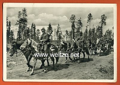 Waffen-SS - Propaganda-Postkarte - " Kampf der SS-Gebirgsdivision ' Nord ' in Karelien " - Finnische Ari beim Vormarsch