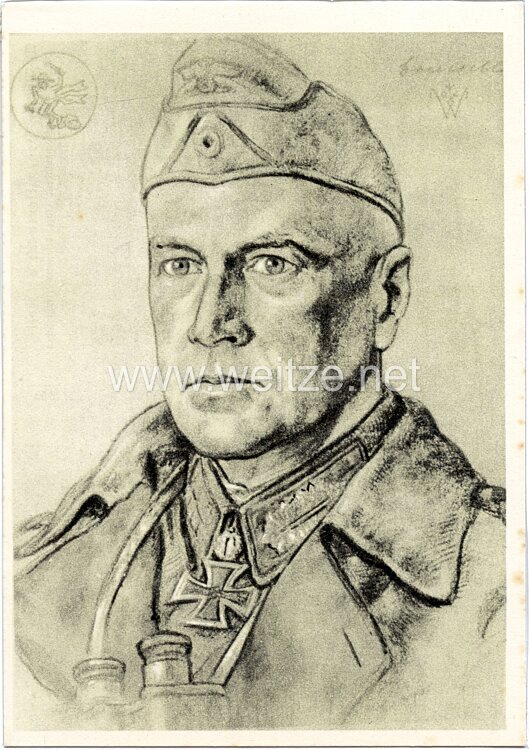 Heer - Willrich farbige Propaganda-Postkarte - Ritterkreuzträger Generalleutnant Crüwell