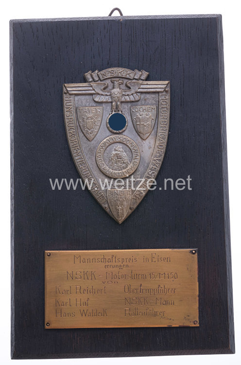 NSKK - nichttragbarer Mannschaftspreis - " Hunsrückorientierungsfahrt Motorbrigade-Westmark 28.-29.8.1937 "