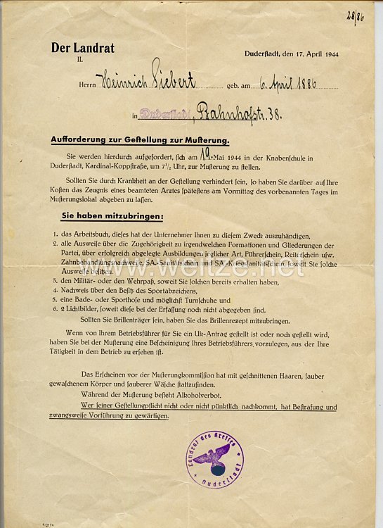 III. Reich - Behelfs-Musterungsausweis  Bild 2
