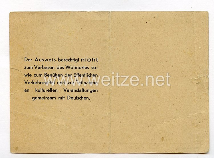 III. Reich - Ausweis für eine Polnische/Ukrainische Ostarbeiterin des Jahrgangs 1917 Bild 2