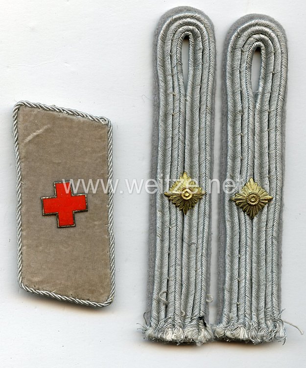 Deutsches Rotes Kreuz DRK Paar Schulterstücke und Einzel Kragenspiegel für einen DRK-Oberführer