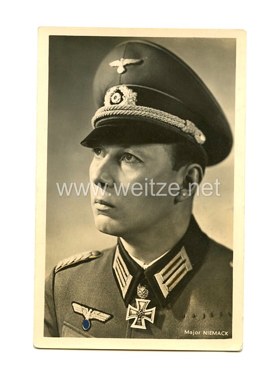 Heer - Portraitpostkarte von Ritterkreuzträger Major Niemack