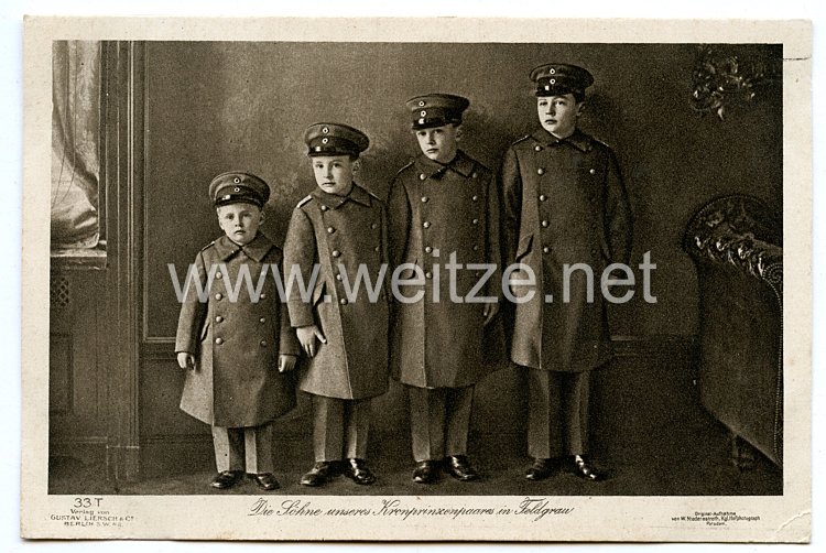 Preußen 1. Weltkrieg "Die Söhne unseres Kronprinzenpaares in Feldgrau"