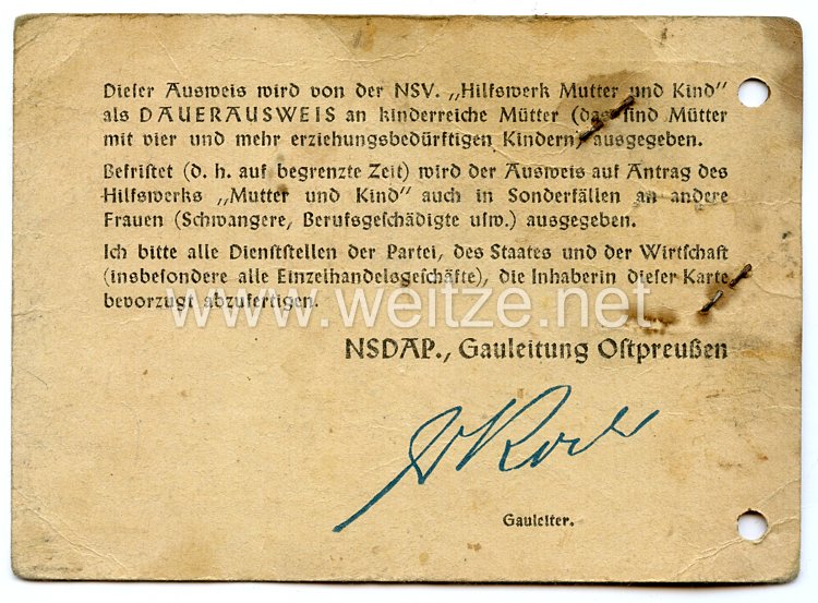 III. Reich - Ausweis zur bevorzugten Abfertigung Bild 2