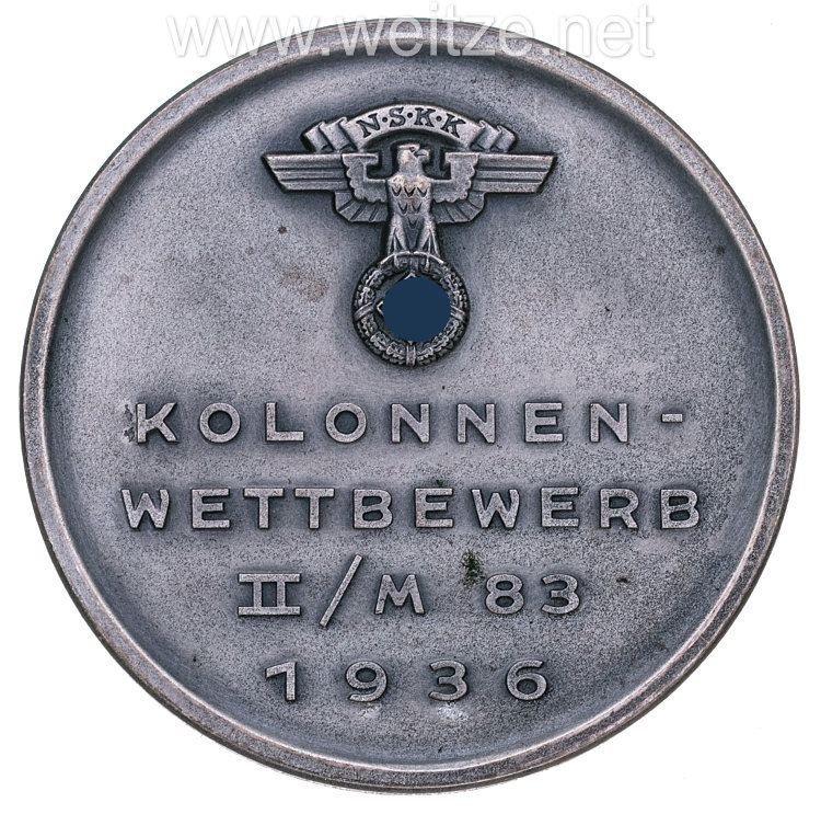 NSKK - nichttragbare Teilnehmerplakette - " Kolonnen-Wettbewerb II/M83 1936 " Bild 2