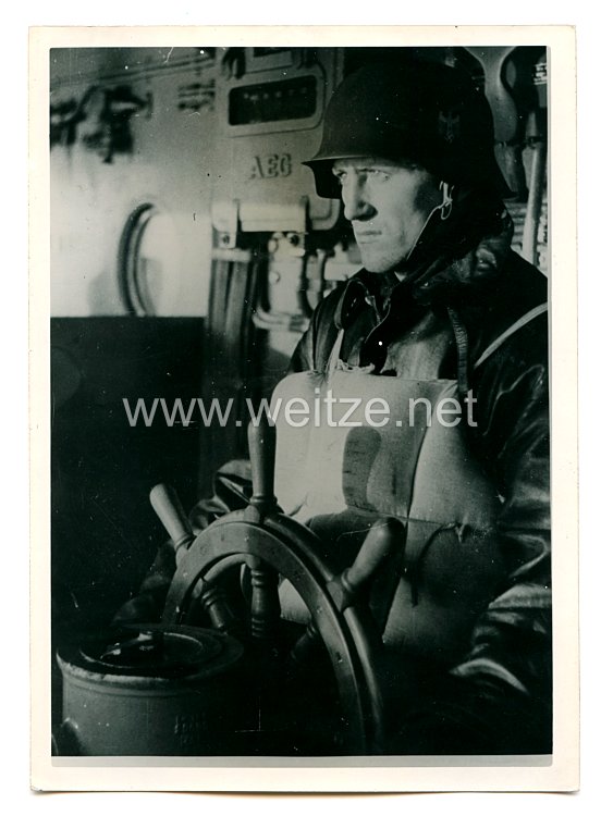 Kriegsmarine Pressefoto, der Gefechtsrudergänger 7.6.1944