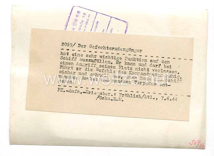 Kriegsmarine Pressefoto, der Gefechtsrudergänger 7.6.1944 Bild 2