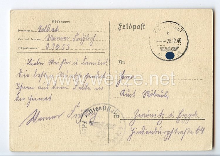 III. Reich - Propaganda-Postkarte - " Zum Sieg 1941 - Ein glückliches Neujahr " Bild 2