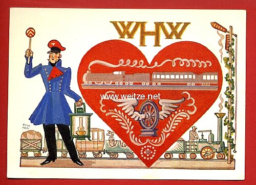 III. Reich - farbige Propaganda-Postkarte - " WHW 1936/37 - Woche des Verkehrs im Traditionsgau "