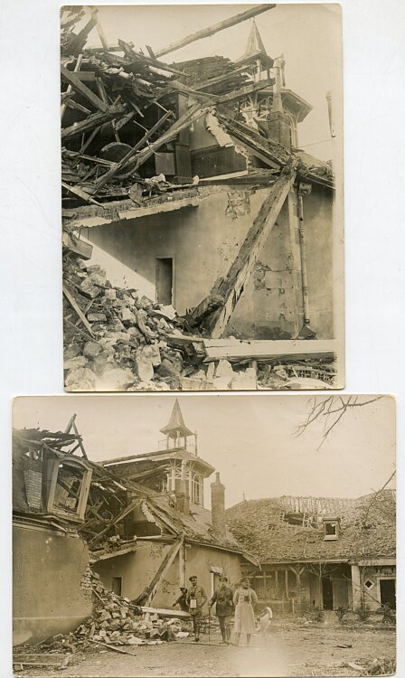 1.Weltkrieg, Besichtigung von Artillerie-Einschlägen in Wohnhäusern