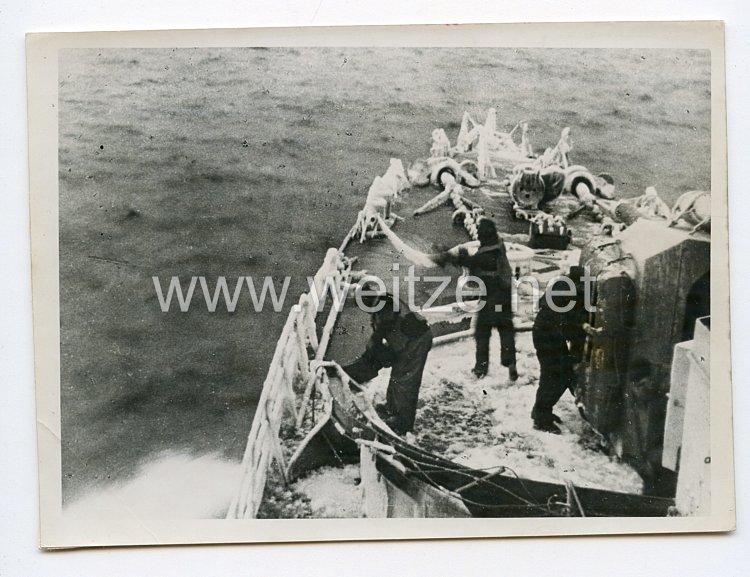 Kriegsmarine Pressefoto: Deutscher Zerstörer im Weißem Meer 14.2.1942