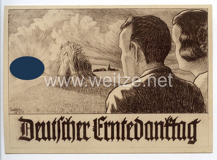 III. Reich - Propaganda-Postkarte - " Deutscher Erntedanktag "