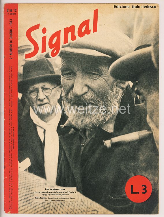 Signal - Sonderausgabe der " Berliner Illustrierten Zeitung " - Jahrgang 1943 Heft Nr. D/I 12 ( deutsch/italienisch ) 