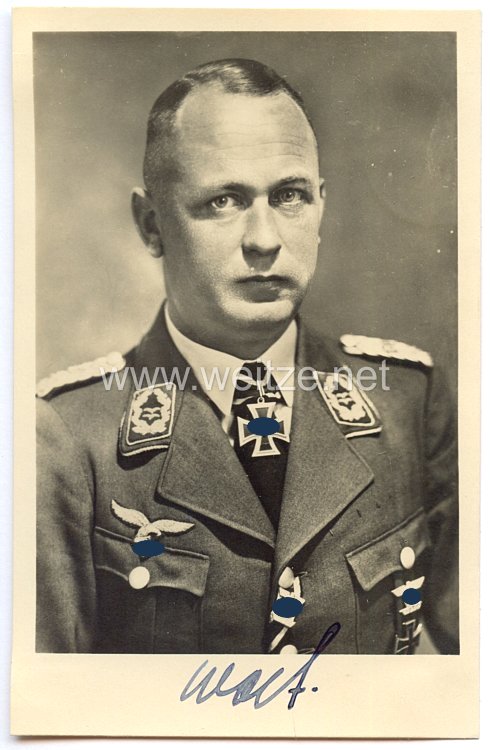 Luftwaffe - Originalunterschrift von Ritterkreuzträger Oberstleutnant Adolf Wolf