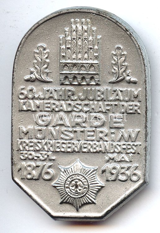 III. Reich - 60. jähr. Jubiläum Kameradschaft der Garde Münster i/W Kreiskriegerverbandsfest 30.-31. Mai 1876-1936