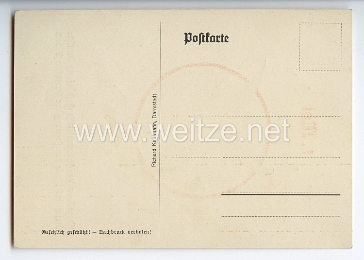 III. Reich - farbige Propaganda-Postkarte - " 1. Mai - Fliege hinaus in das vom Klassenhaß befreite Deutsche Reich und künde den Feiertag der Deutschen Arbeit " ( 1933 ) Bild 2