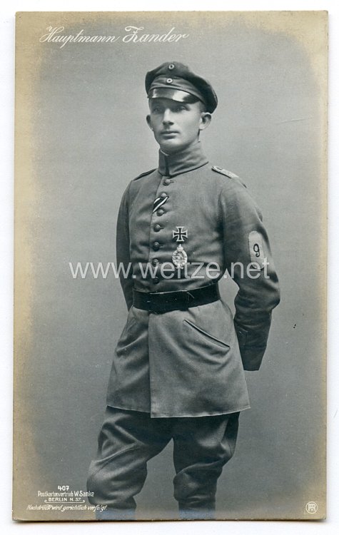 Fliegerei 1. Weltkrieg - Fotopostkarte  - Deutsche Fliegerhelden " Hauptmann Zander "