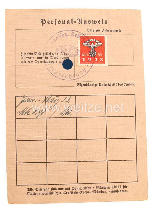 NSKK Mitglieds - Ausweis und diverser Papiere Sturm 2/ Motorstandarte 69 aus Schwelm   Bild 2