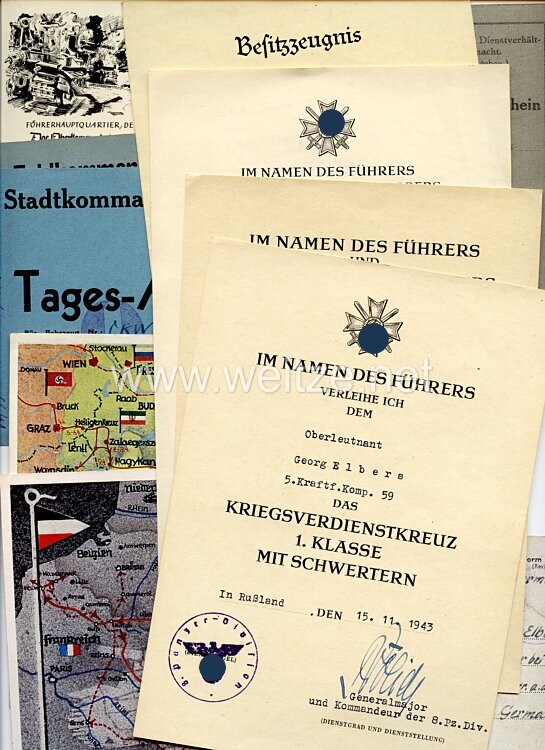 Heer - Dokumentengruppe eines Angehörigen der 8. Panzer-Division