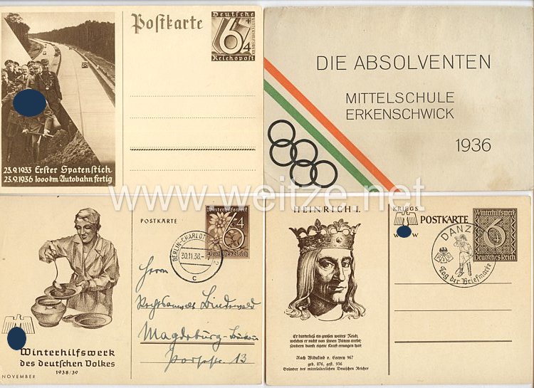 III. Reich - Konvolut von 4 Propaganda-Postkarten