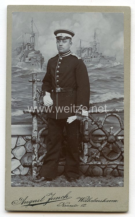 Foto Kaiserliche Marine: kleines Kabinettfoto eines Seesoldaten des II. See- Bataillons  