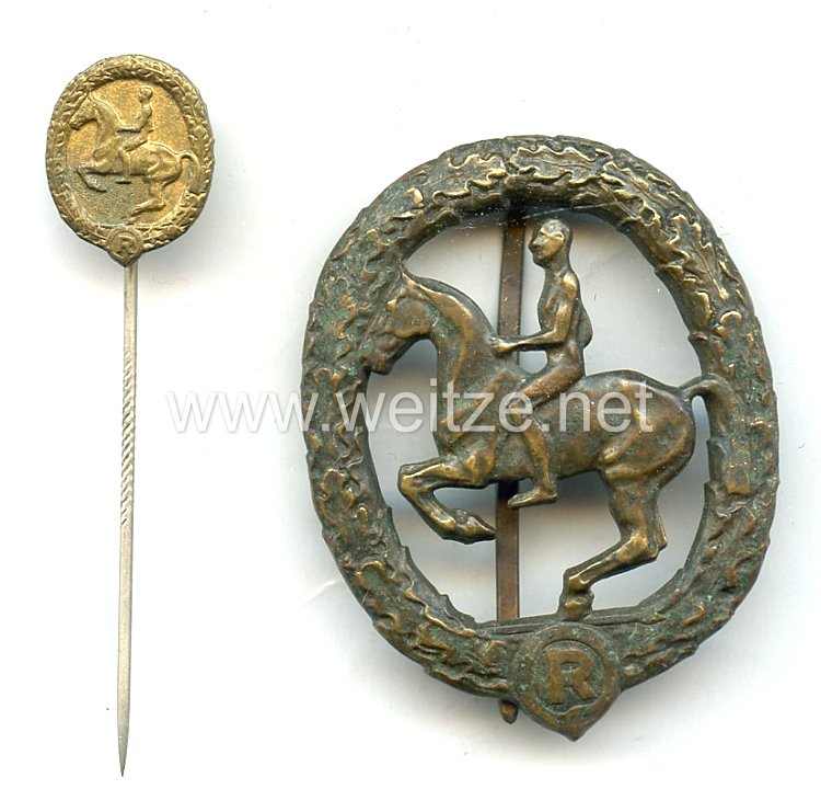 Deutsches Reiterabzeichen Klasse 3 in Bronze mit Miniatur