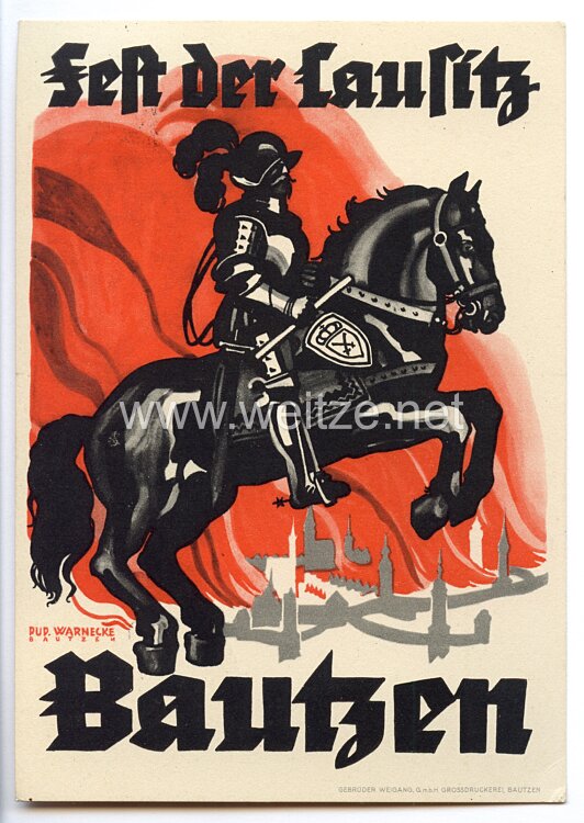 III. Reich - farbige Propaganda-Postkarte - " Fest der Lausitz in Bautzen 26.-30.5.1935 "