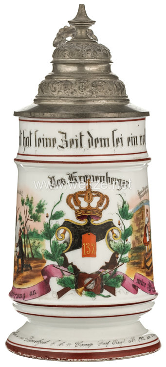 Preußen - Reservistenkrug für den Reservisten "Kranenberger" im 1. Unter-Elsässischen Infanterie-Regiment Nr. 132 Bild 2