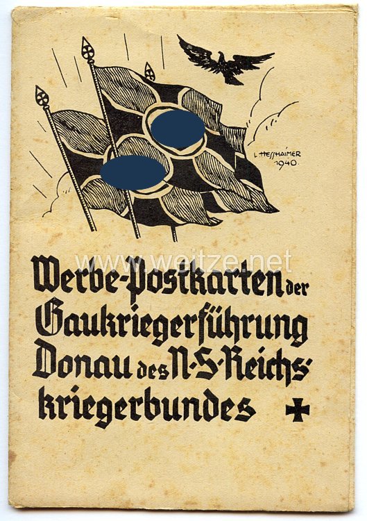 III. Reich - Schutzumschlag für " Werbe-Postkarten der Gaukriegerführung Donau des NS-Reichskriegerbundes "