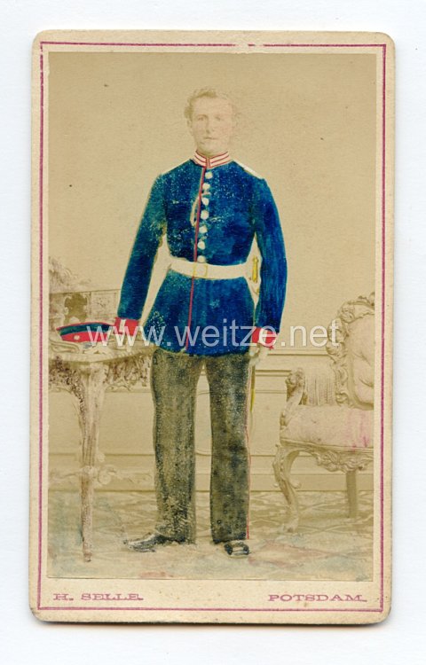 Preußen kleines Kabinettfoto eines Soldaten im 1. Garde-Regiment zu Fuß