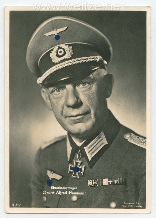 Heer - Portraitpostkarte von Ritterkreuzträger Oberst Alfred Hemmann
