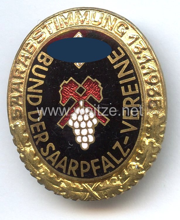 III. Reich - Bund der Saarpfalzvereine - Goldenes Ehrenzeichen " Saarabstimmung 13.1.1935 "
